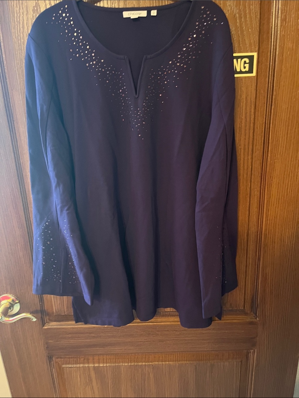 Chico's Purple Embellished V-Slit Tunic